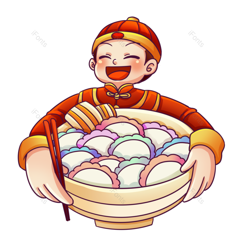 卡通图片,吃饺子元素,过年PNG,除夕免抠素材
